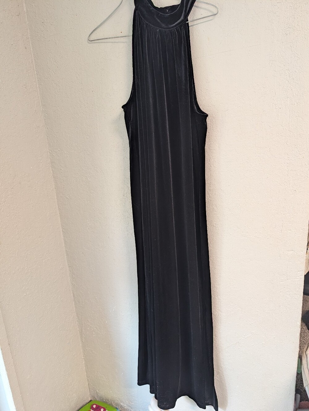 Vtg Y2K Mock Neck Velvet Maxi Dress XL Side Slit Whimsigoth Dark Romantic Goth